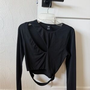 Windsor Black Asymmetric Cutout Crop Top